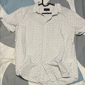 Structure White Geometric Short Sleeve Shirt